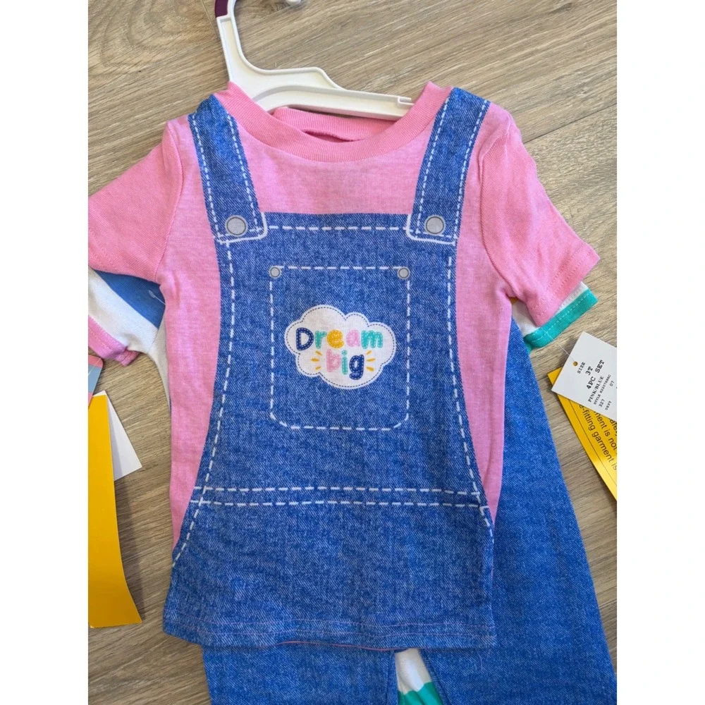 Ms Rachel Girls 4-Piece Pajama Set Hi Friends Dream Big Pink Blue 3T K220788RC